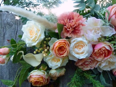 Wedding Arch Flowers in Coral, Blush, Ivory, Wedding Flowers - image3